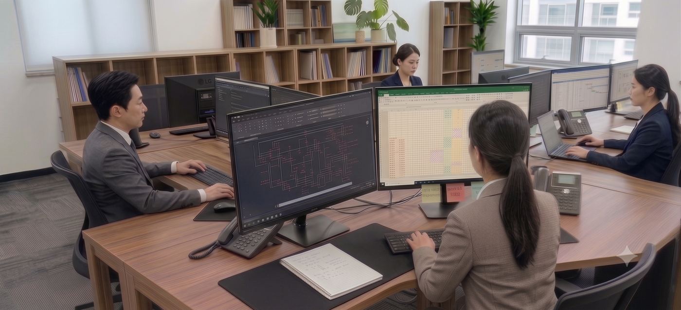 인허가 서류를 작성하는 사무실